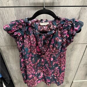 Ulla Johnson Pink and Blue Floral Blouse